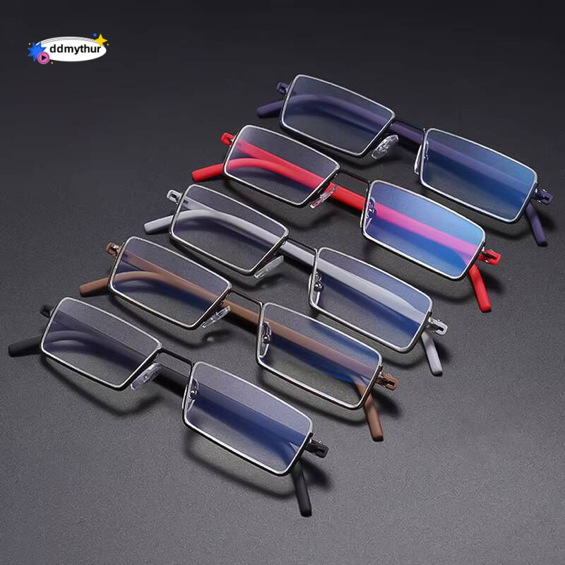 May Flower Metal Anti-Blue Light Reading Glasses Men Half Frame Prescription Eyeglasses Male TR90 Eyewear With Case culos +1.75 ddmythur