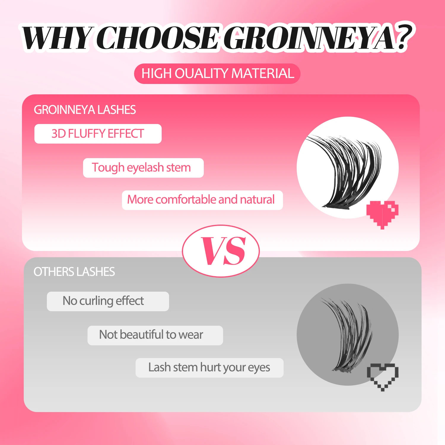 GROINNEYA DIY Lash Clusters Set Mixed Tray Lashes Kit Fluffy Individual with Bond and Seal At Home Makeup 250716