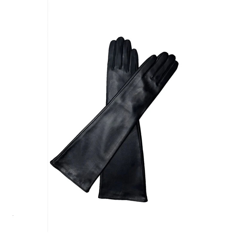 45CM Genuine Leather Long Gloves Genuine Sheepskin Thin Silk Lining Long Elbow Gloves Womens Winter Fashion 250717