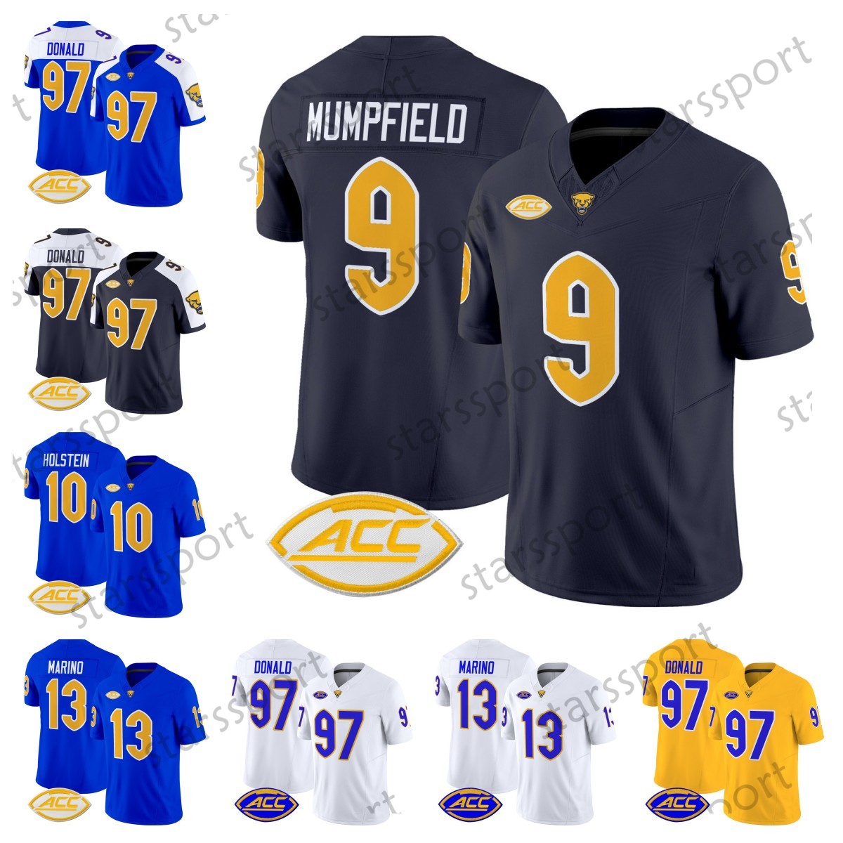 2024 2025 Pittsburgh 97 Aaron Donald Panthers Football Jersey 4 Daniel Carter 10 Eli Holstein 8 Kenny Pickett Desmond Reid Konata Mumpfield 13 Dan Marino