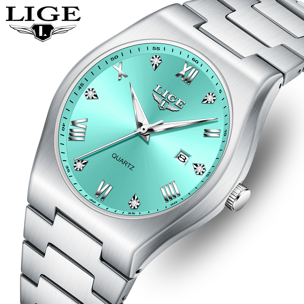 LIGE Men's Quartz Watch Simple Fashion Big Brand Watch Business Waterproof Watch Holiday Gift Teen Watch Student Watch Three-pin calendar movemen
