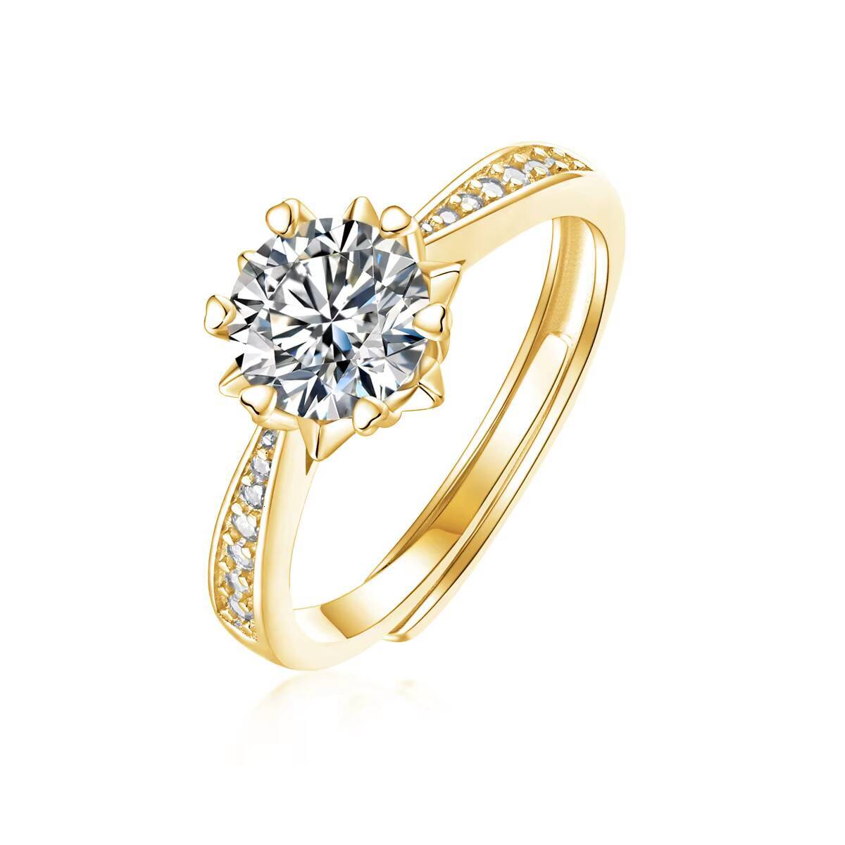 Custom 925 Sterling Silver 18k Gold Plated VVS D 1CT Moissanite Ring Fine Jewelry Engagement Wedding Diamond Ring for Women Gift