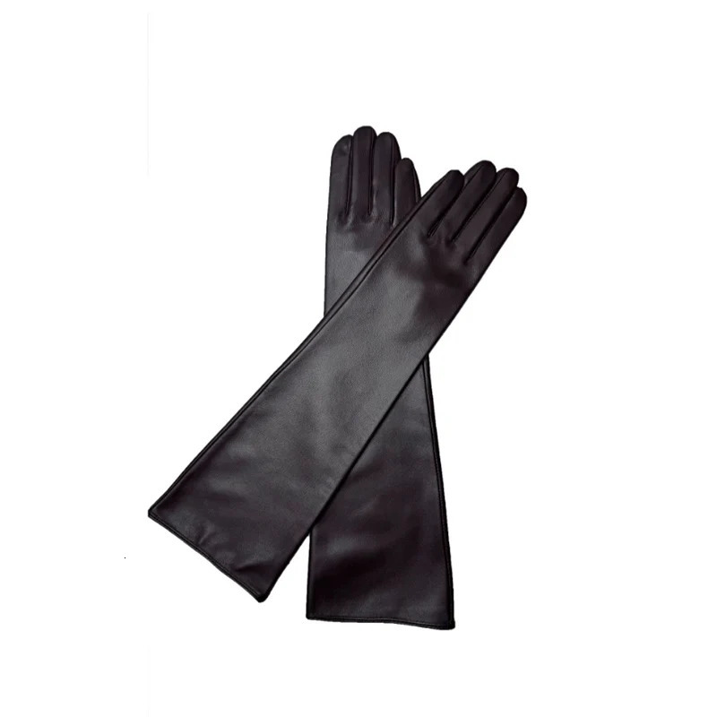45CM Genuine Leather Long Gloves Genuine Sheepskin Thin Silk Lining Long Elbow Gloves Womens Winter Fashion 250717