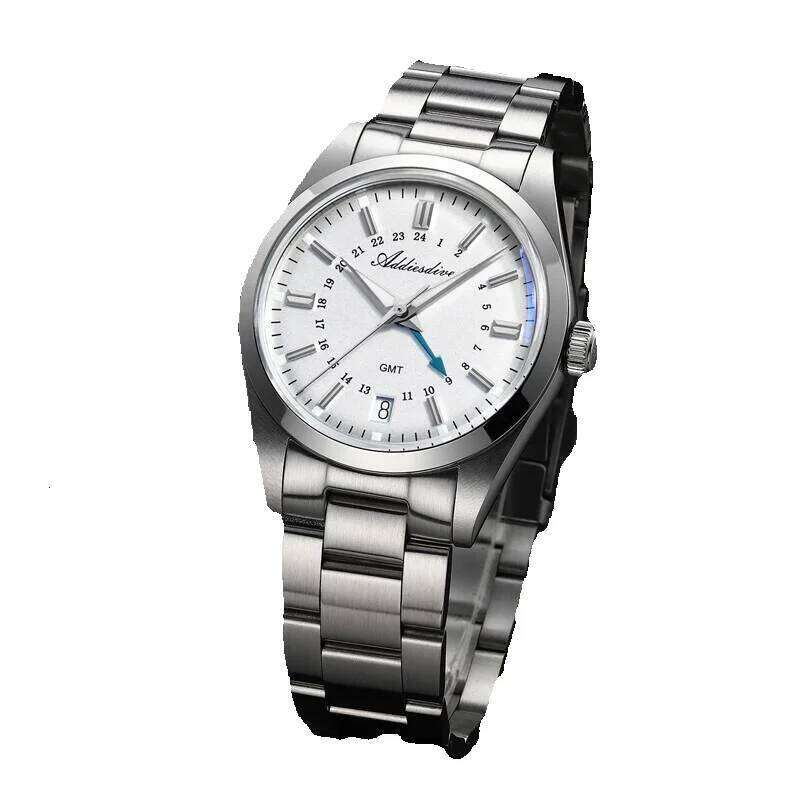 ADDIESDIVE 36Mm Analog GMT 515-24H Watch Bgw9 Luminous 100M Waterproof Stainless Steel Men's Quartz Watches Ad2065