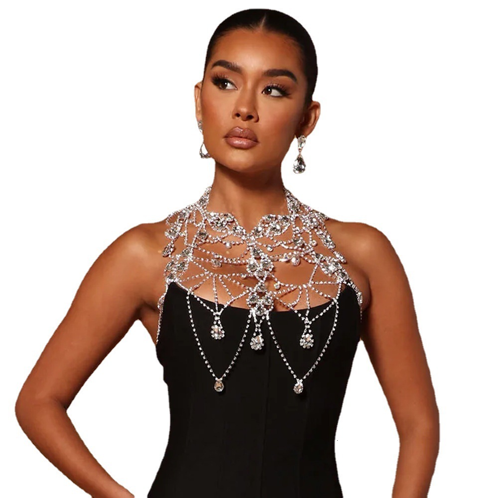 Fashion Multi layer Iced out VVS Moissanite Bling Bling Chest Chain Personality Exaggerated Pendant Chest Chain Body Chain Accessories