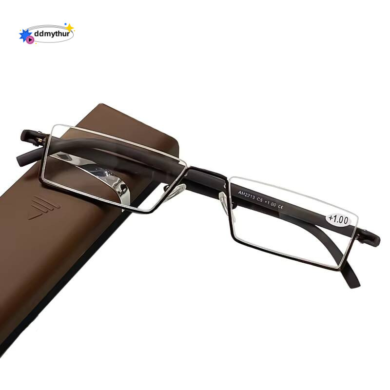 May Flower Metal Anti-Blue Light Reading Glasses Men Half Frame Prescription Eyeglasses Male TR90 Eyewear With Case culos +1.75 ddmythur