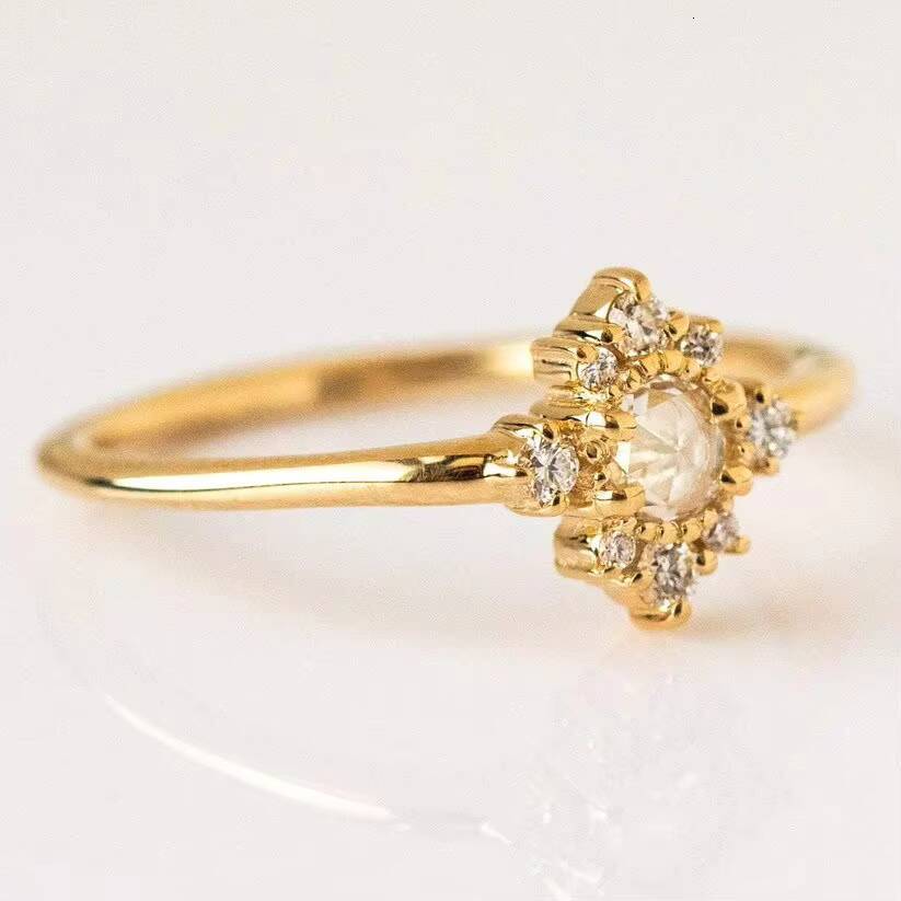 Natural Moissanite 925 Sterling Silver 18k Gold Plated Fashion Jewelry Engagement Anniversary Wedding Rings