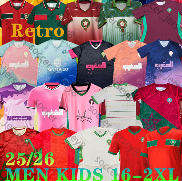 24 25 26 Morocco soccer jerseys retro 94 98 Marruecos maillot de foot Ziyech Boufal FAJR Munir Ait Bennasser Amrabat HAKIMI 2025 2026 men football shirts kids Maroc kit