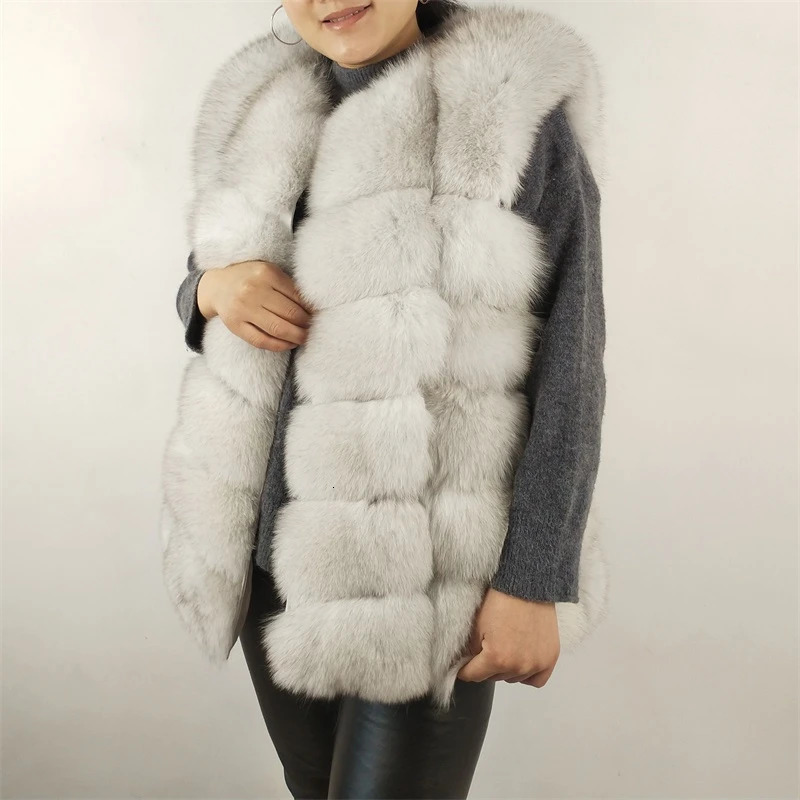 BEIZIRU Womens Winter Fox Fur Vest Sleeveless Waistcoat Warm Natural Fur Jacket for Cold Weather 250717