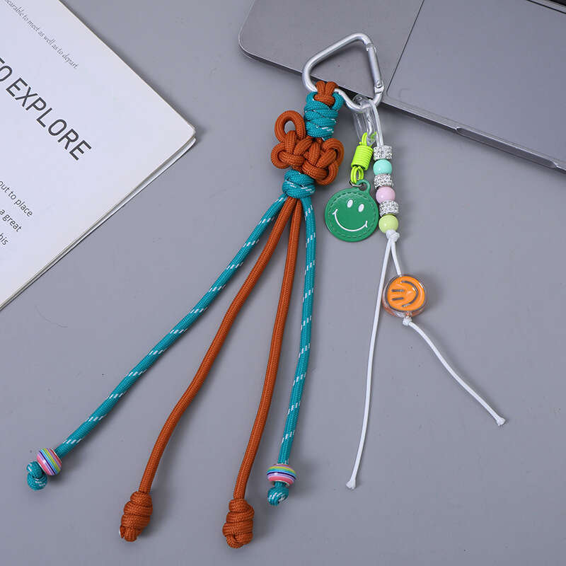 Chinese Knot Braided Tassel Smiley Face National Style Phone Pendant Handbag Backpack Lanyard Bag Accessories