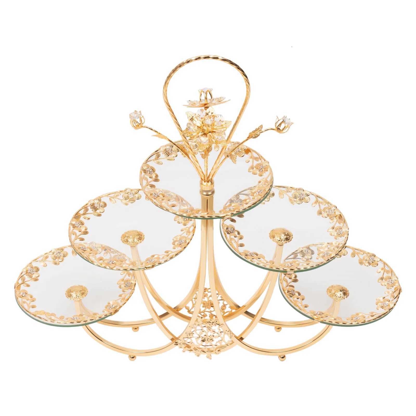 3-Tier Cake Stand with Tempered Glass Plates and Gold Iron Frame Perfect for Serving Cupcakes Desserts and Treats at Events X250721