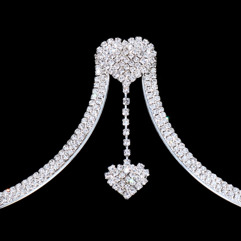 Hot Sale Body Accessory Double Heart VVS Moissanite Iced out Pendant Bustier Stylish Women's Body Chain Jewelry chain