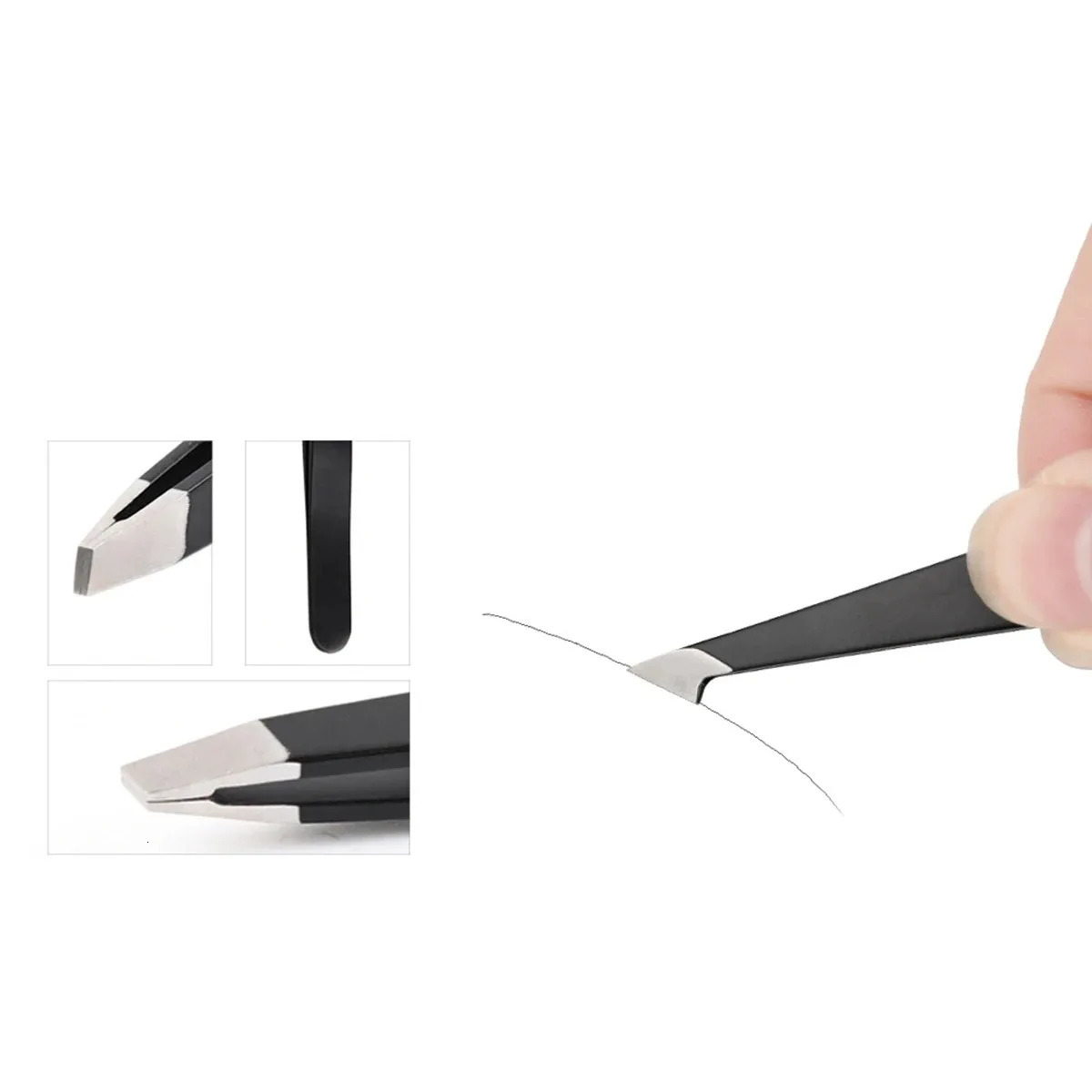 Hair Removal Tweezers Stainless Steel Eyebrow Pink Slanted Black Tip Point Face Harmless Makeup Beauty Tool 250716
