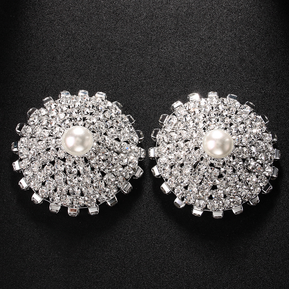 Round Nipple Cover Women's Pearl Sexy Erotic Club Iced out Moissanite Diamond Chest Ornament
