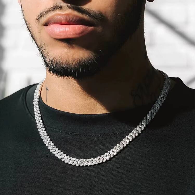 Fine Jewelry in Stock 8mm 10mm 12mm 925 Sterling Silver VVS Moissanite Diamond Iced Out Miami Cuban Link Chain Necklace for Men