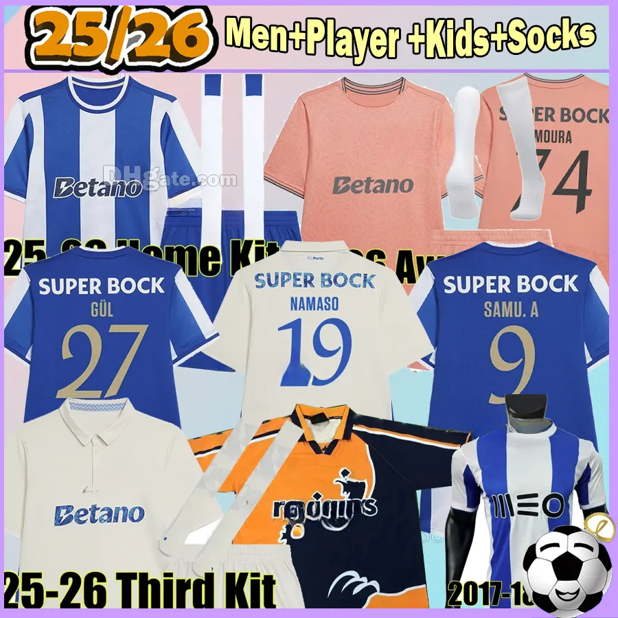25 26 FC Portos soccer jerseys PEPE SAMU.A R.MORA FABIO VIEIRA SERGIO De Jong NAMASO MOURA GONCALO B. EUSTAQUIO FRANCO OTAVIO men kids kit set socks football shirts