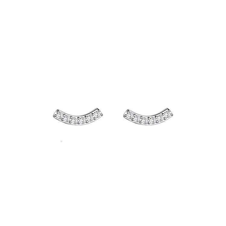Tiqi S Pure for Women Korean Style Simple Fresh Dia-Encrusted Smile Geometric Sier Ear Jewelry Earrings