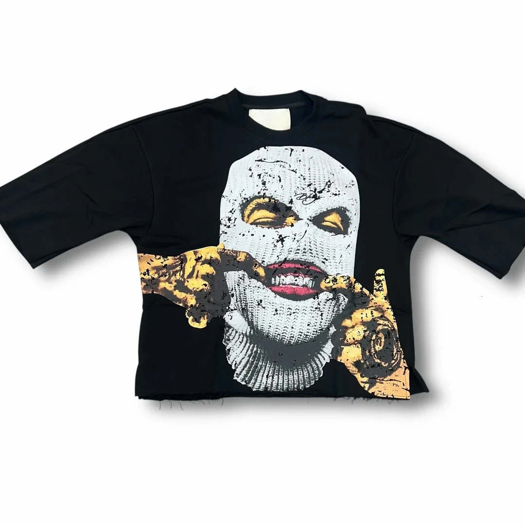 Y2K Streetwear Men Women Harajuku Hip Hop Casual Cotton Short Sleeve Goth Mask Character Graphic Print Oversized T Shirt Clothes 250714