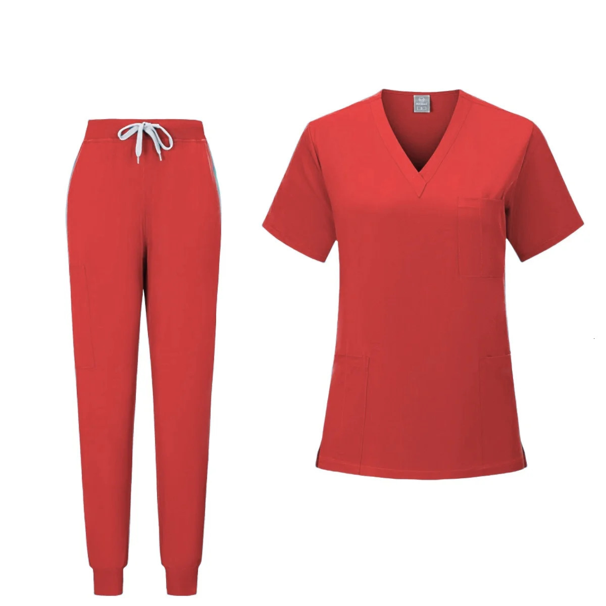 Quality Elastic High Operating Room men and women Uniform Set Short Sleeve Nurse doctor Tops Jogger pants Scrubs Suit 240921