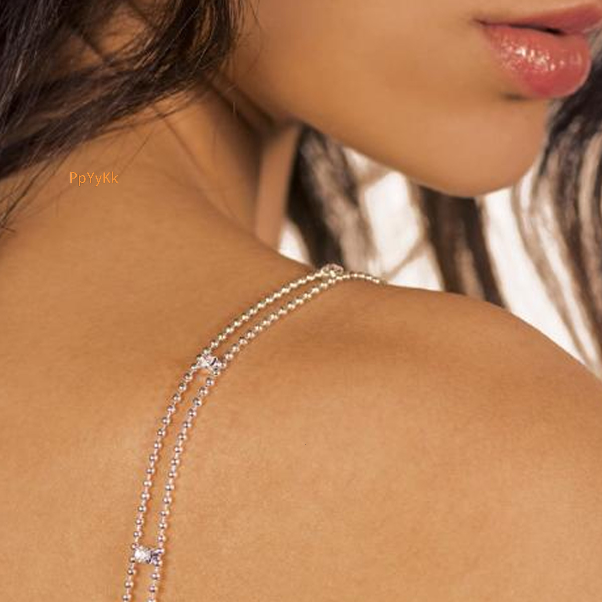 Novel Card Diamond Bead Chain Shoulder Chain Trendy Beautiful Personality Bride Wedding Iced out VVS Moissanite Bling Bling Body Chain