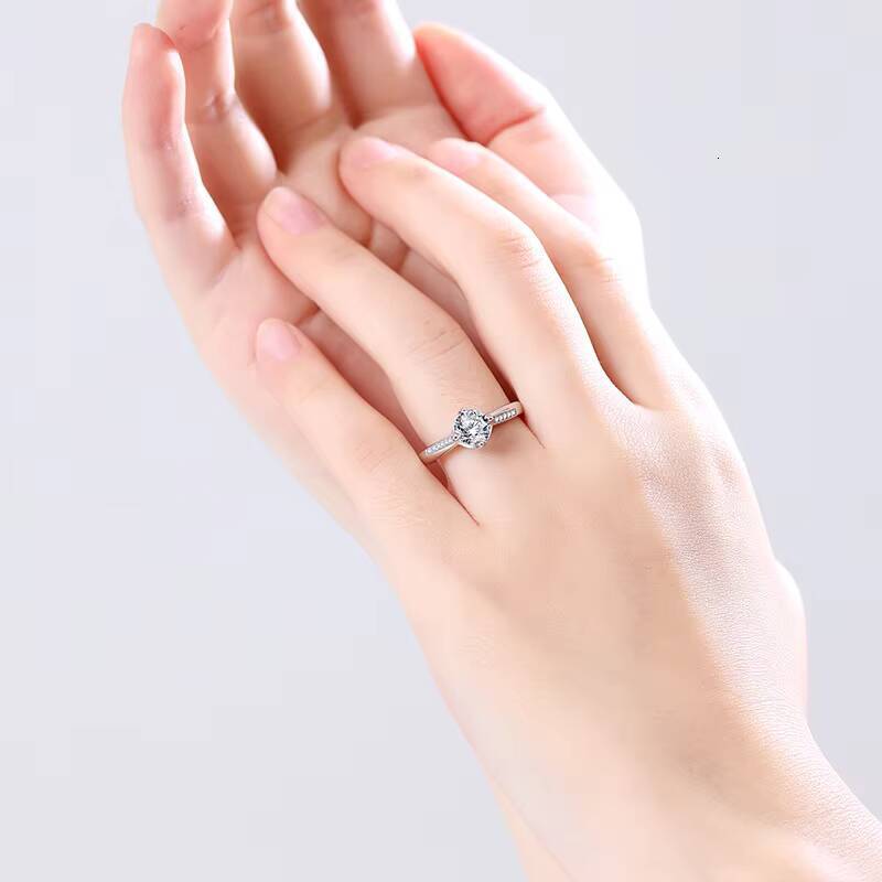 Factory Direct Sale 1Carat Real D Color Moissanite Ring for Women 925 Sterling Silver Fine Jewelry for Women