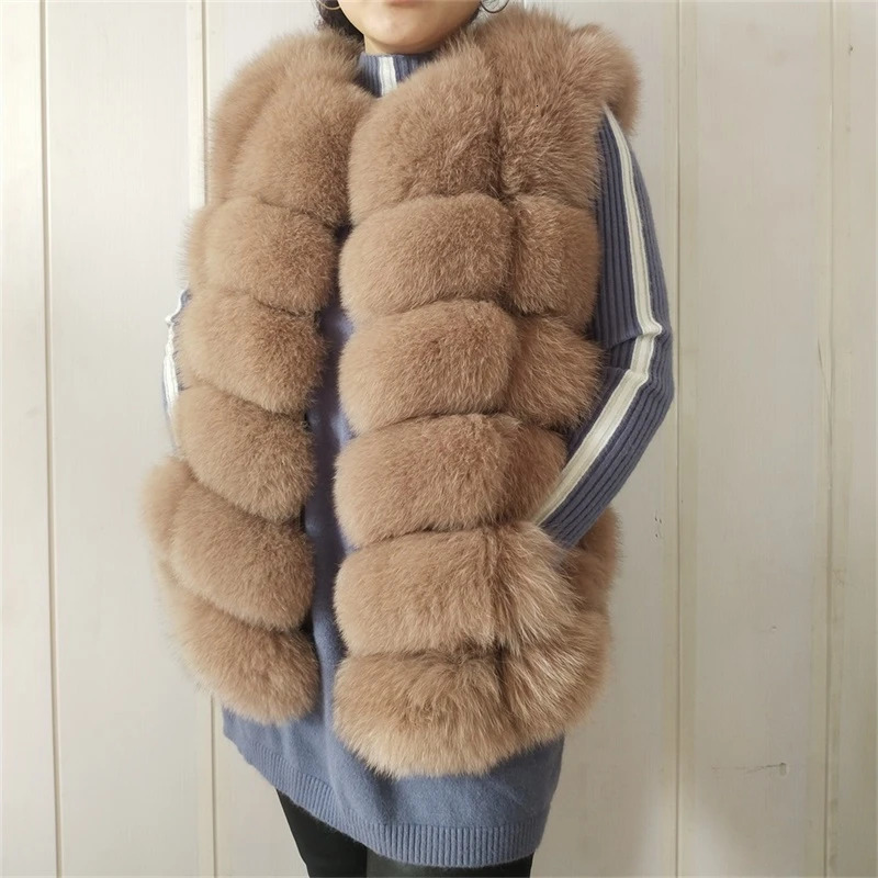 BEIZIRU Womens Winter Fox Fur Vest Sleeveless Waistcoat Warm Natural Fur Jacket for Cold Weather 250717