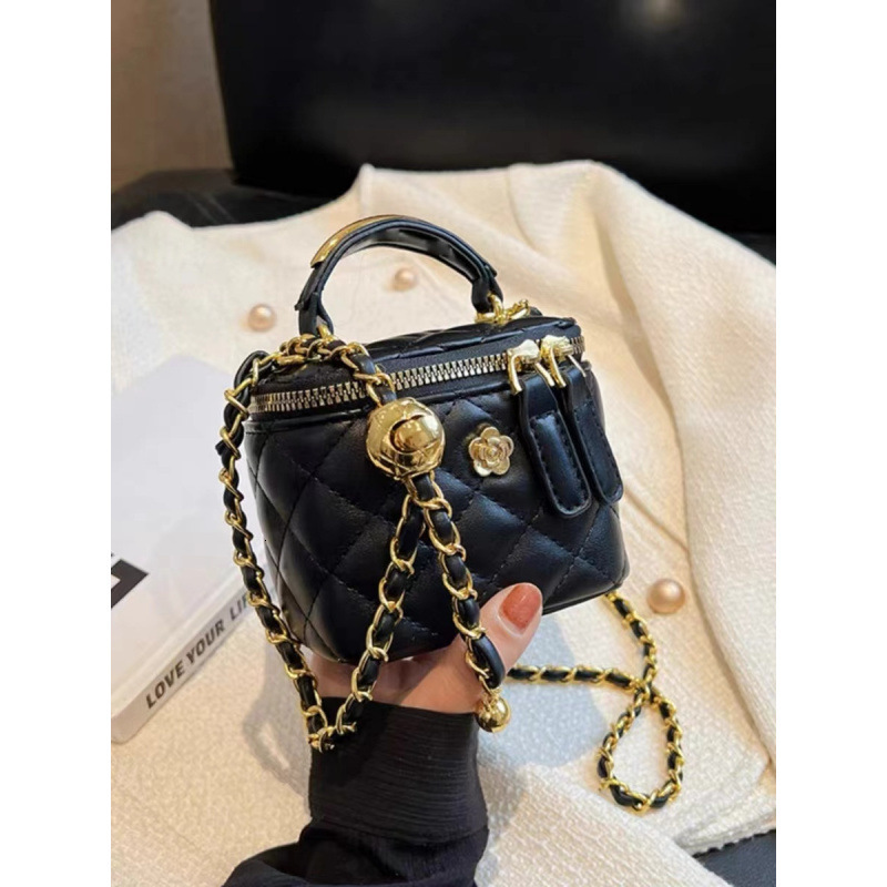 Quilted Chain Camellia Small Bag Women Mini Box Crossbody Bag 2023 Shoulder Bag 250721