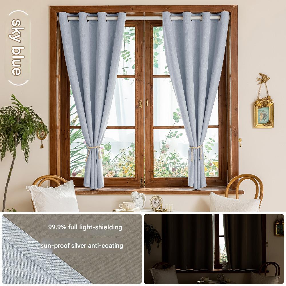 YL-36742 New full blackout heat insulation sunshade curtains, no punching required, simple installation, rental room blackout curtains, small curtain