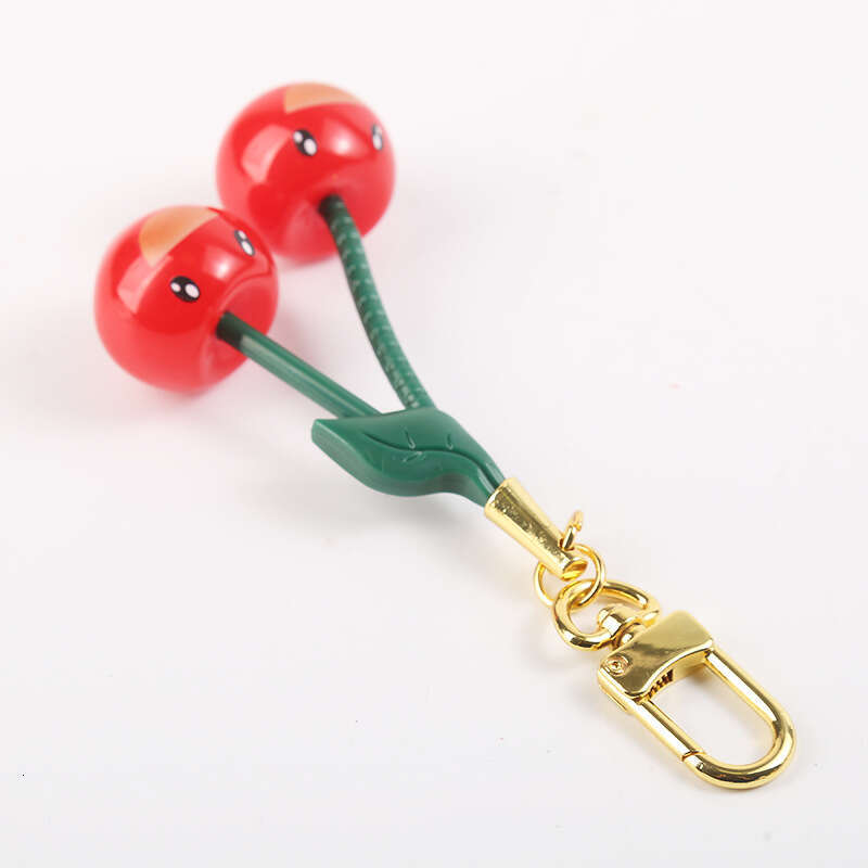 Smiley Face Shape Resin Fashion Exquisite Crystal Cherry Car Keychain Pendant Women's Ornament
