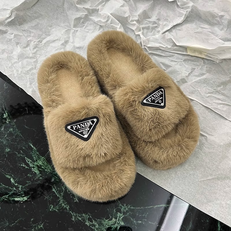 warm cotton slippers height increase slipper Platform Hairy slippers for women wearing fashionable plush for home use NEW