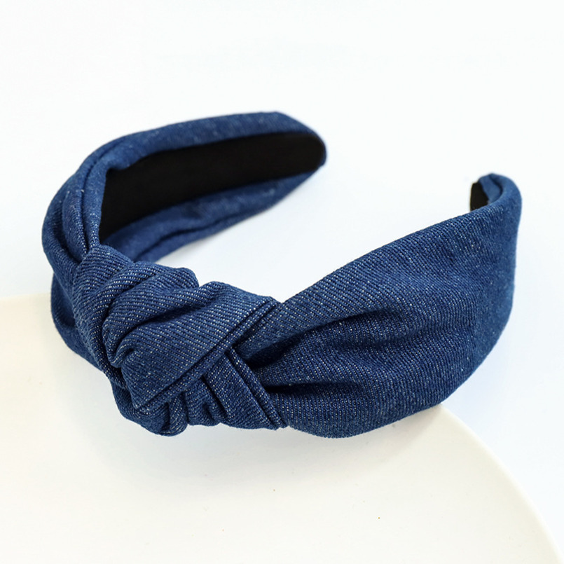 New Fashion Denim Fabric Hairband with Knot in the Middle for Girls, Outdoor Hair Accessory