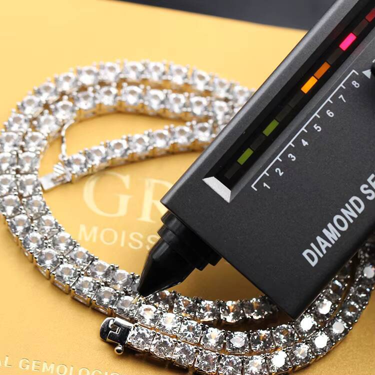 Wholesale Price Popular Gold Plated VVS Moissanite 3mm Tennis Chain Necklace Hip Hop Moissanite Tennis
