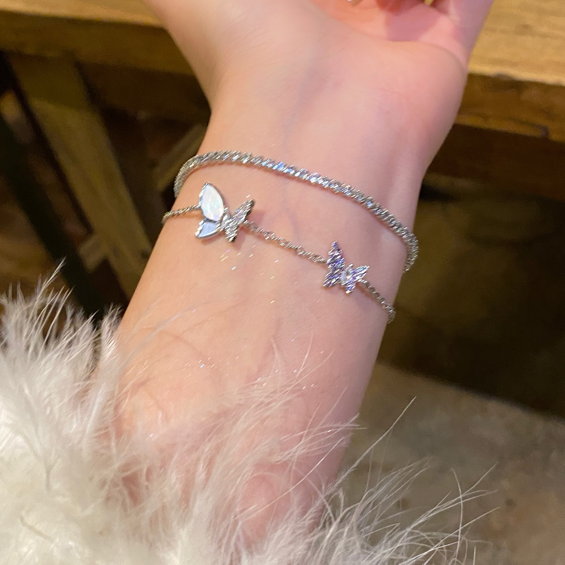 Silver - Tone Butterfly - Shaped Bangle With Rhinestone Accents Charming Party Jewelry And Gift For Her High Quality And Stylish Jewelry
