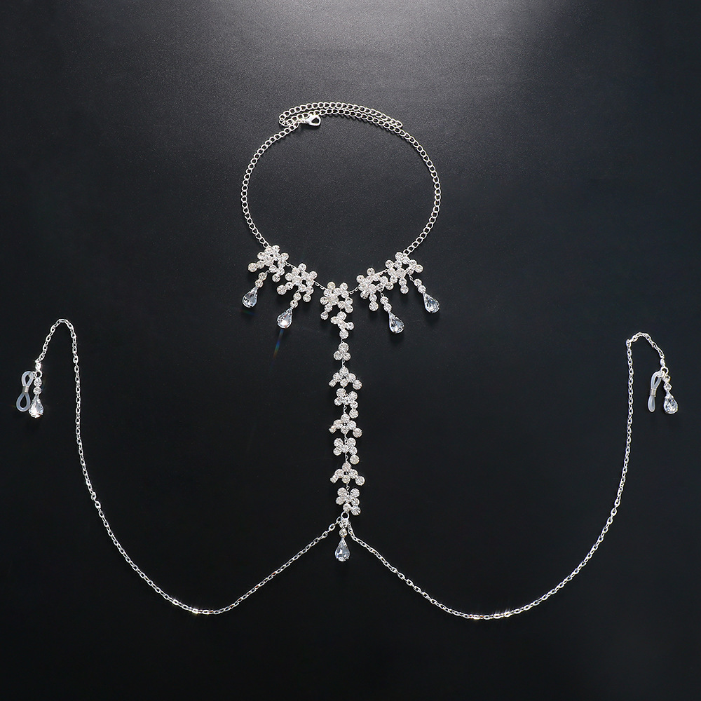 Hot Sale Jewelry Stylish Chain Water Drop Breast Chain Club Sexy Versatile VVS Moissanite Iced out Body Chain for Women