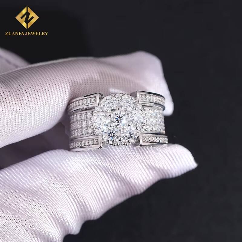 Popular Fashion Hip Hop VVS Iced Out Moissanite Diamond Ring Men GRA Certificate 925 Sterling Silver