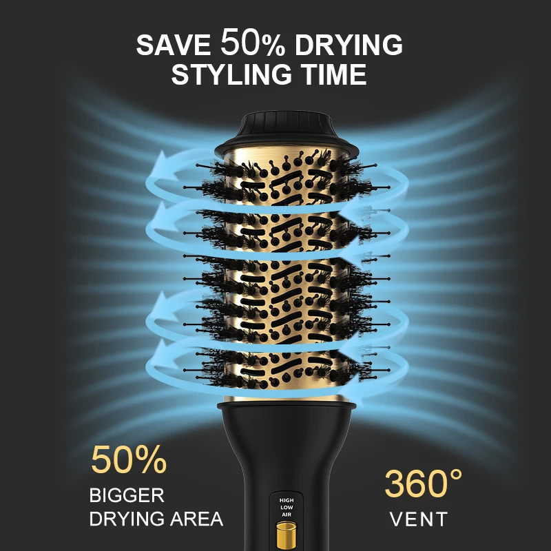 LISAPRO Elegant Black Golden Air Brush 2.0 One Step Hair Dryer Brush and Styler Volumizer Multifunctional Blow Dryer Brush 250717