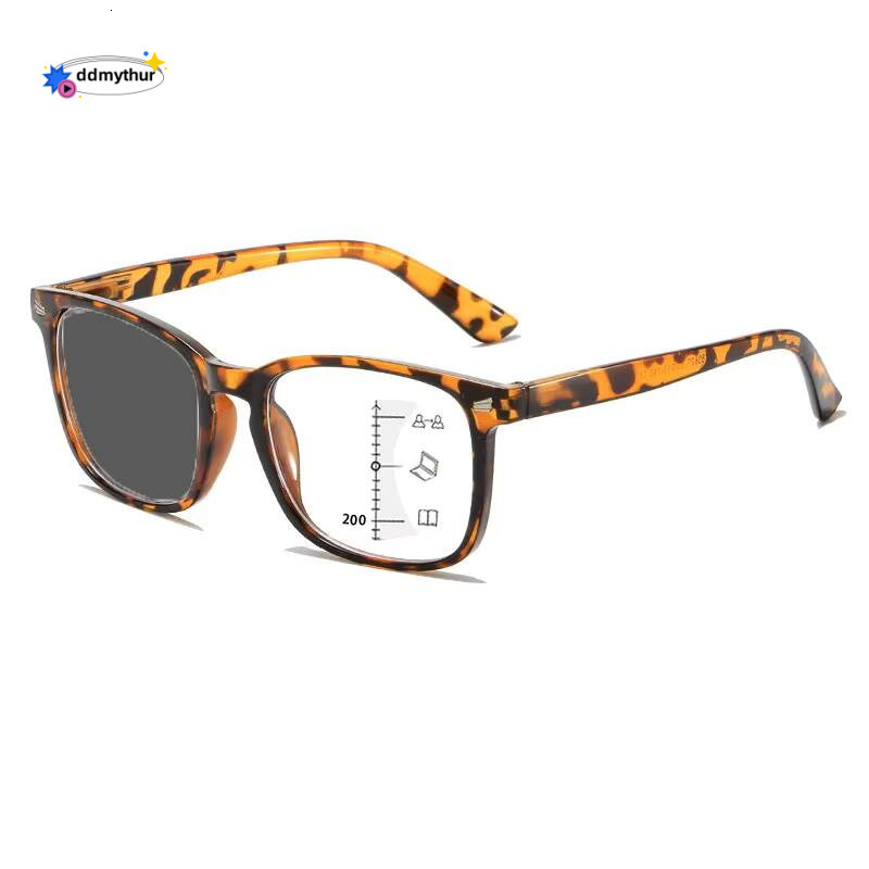 Men Women Multifocal Progressive Photochromic Reading Glasses Anti-blue Light Far Eyewear Sunglasses with Diopters +1.0 To +4.0 ddmythur