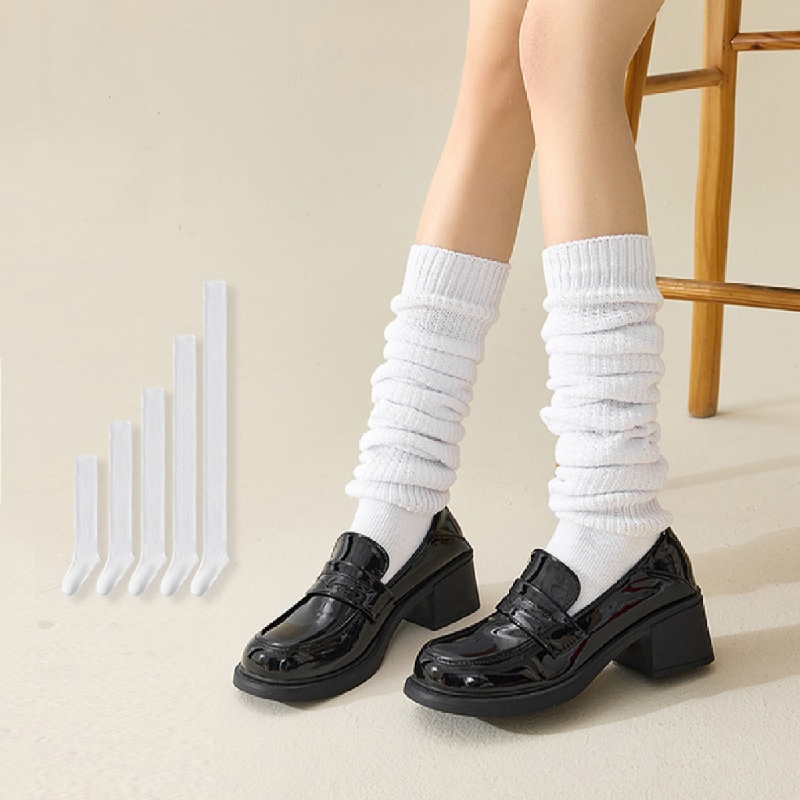 1 Pair of White Knee High Socks, Stacked Socks, JK Socks Calf Size Socks for Casual Everyday Wear quality