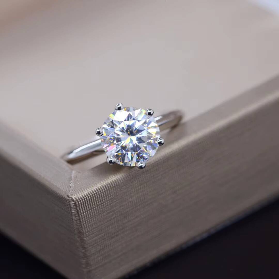 Factory Good Price Moissanite Gemstone 925 Sterling 3ct Silver Round Shape Diamond Eternity Rings White Jewelry Women