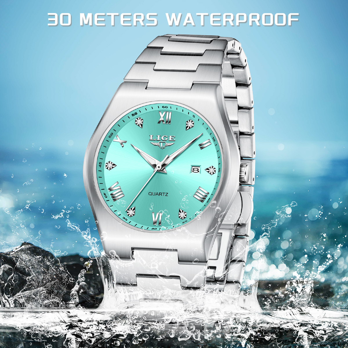 LIGE Men's Quartz Watch Simple Fashion Big Brand Watch Business Waterproof Watch Holiday Gift Teen Watch Student Watch Three-pin calendar movemen