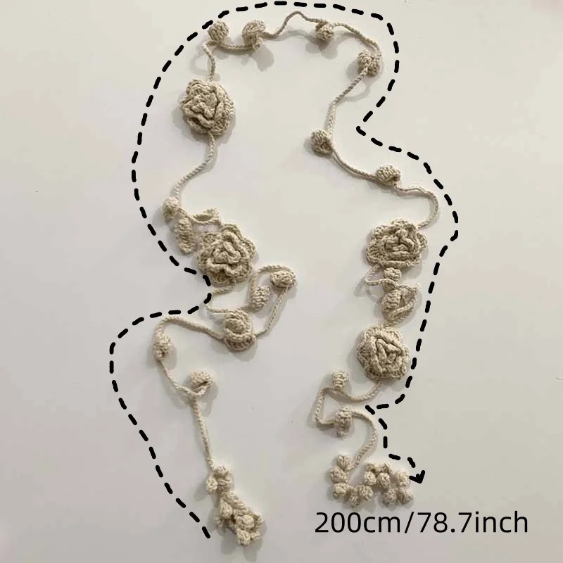 Rose Niche Handmade Crochet Thin Narrow Ribbon Spring Summer Fall Scarf Belt Decorative Accessories Choker Clothing 250717