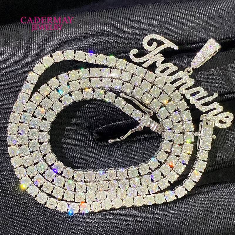 High Quality Pass the Diamond Tester Moissanite Necklace 925 Silver 2mm 3mm 4mm 5mm VVS Moissanite Tennis Chain Hiphop Jewelry