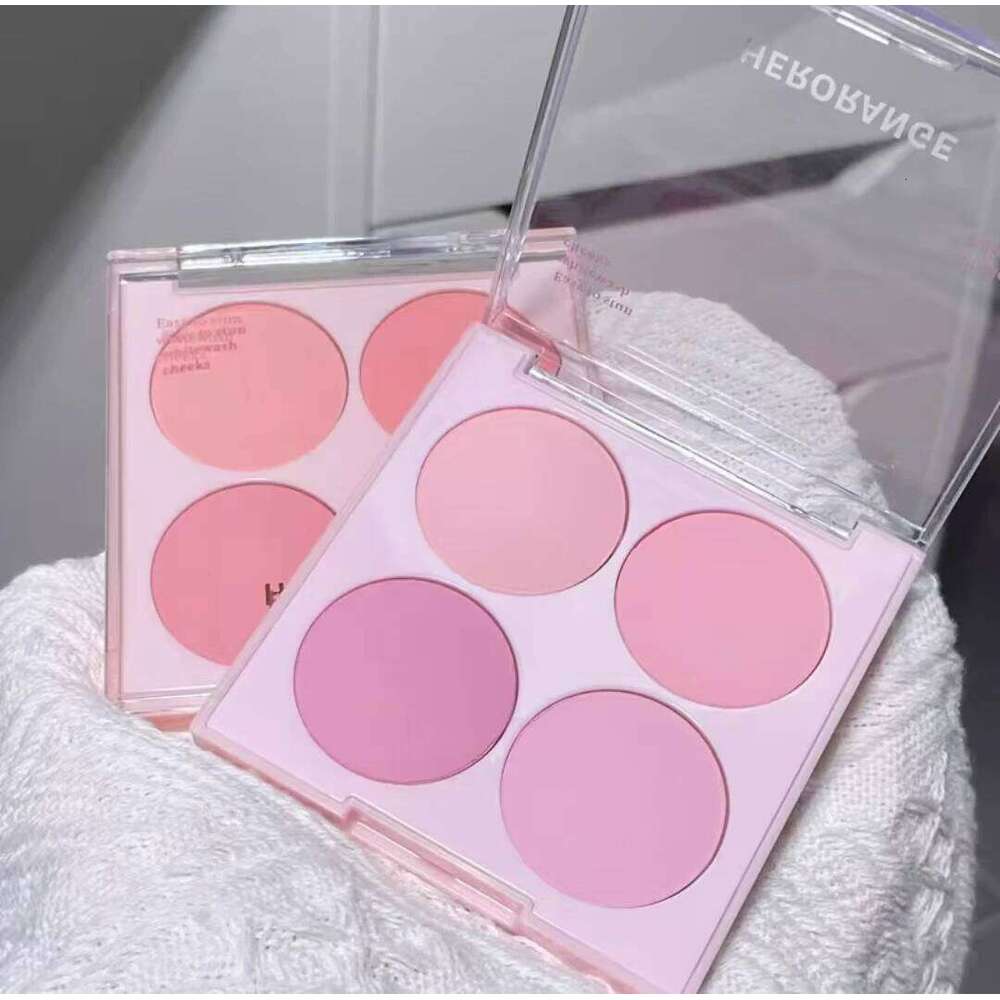 HERORANGE Blush Powder Four-Color Matte Nude Natural Color Low Saturation Delicate Easy To Apply Highlights Korean Makeup X250721