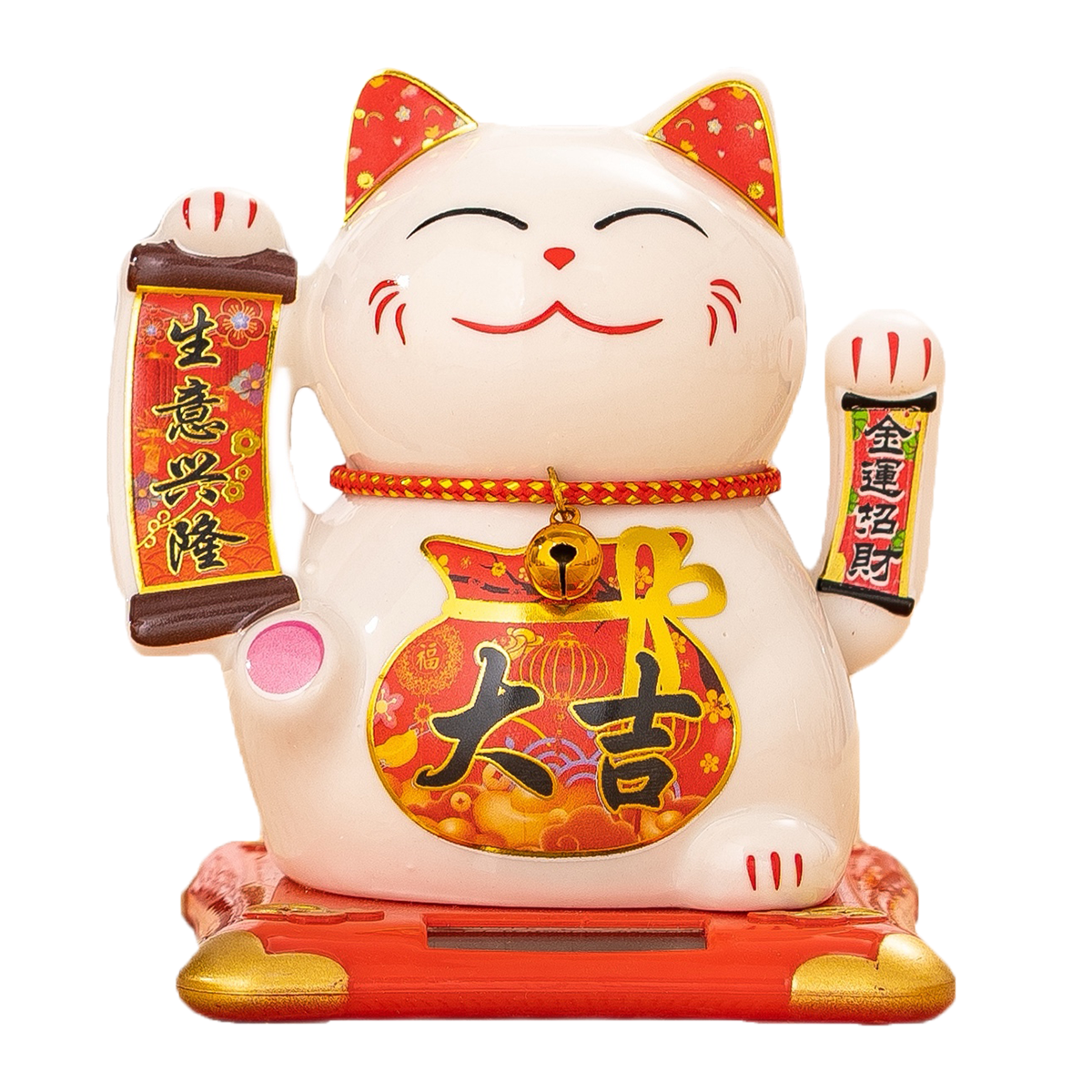 Solar-Powered Ceramic Cat Sculpture - Decorative Garden Accessory with Shaking Hand Feature Car decoration ornaments A great gift for housewarming