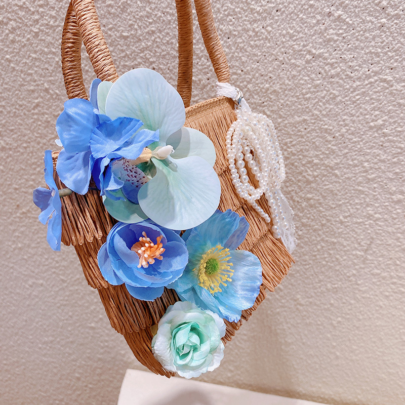 2025 Summer new women's crossbody bag new women's bohemian style vacation handbag oil painting dopamine straw bag women's shoulder bag 
