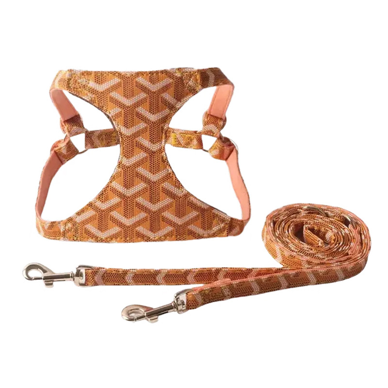 Luxury Dog Harness Leash Breathable Leather No Pull Harness for Small Medium Dog, Harness Vest for Walking Jogging Easy Step-in Imitation Design Best 