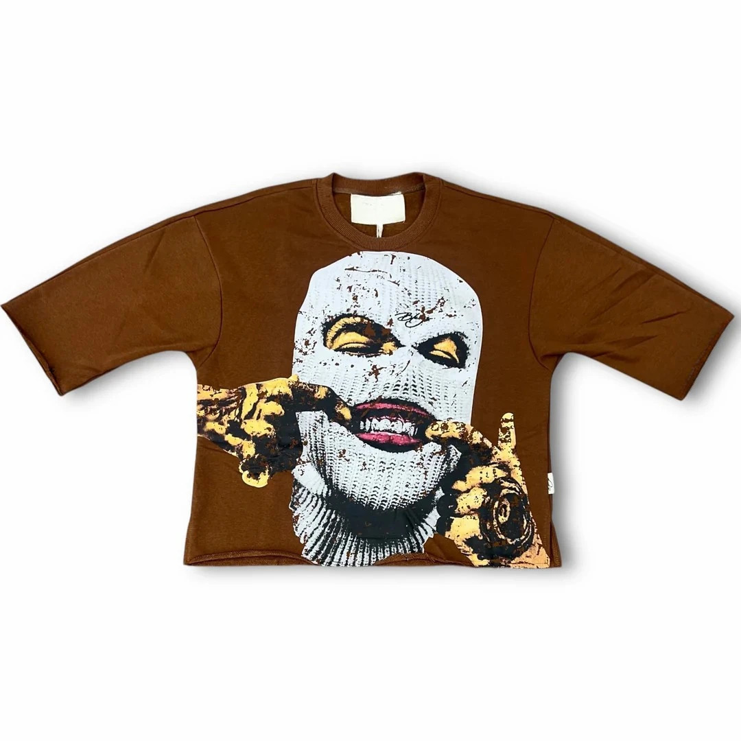 Y2K Streetwear Men Women Harajuku Hip Hop Casual Cotton Short Sleeve Goth Mask Character Graphic Print Oversized T Shirt Clothes 250714