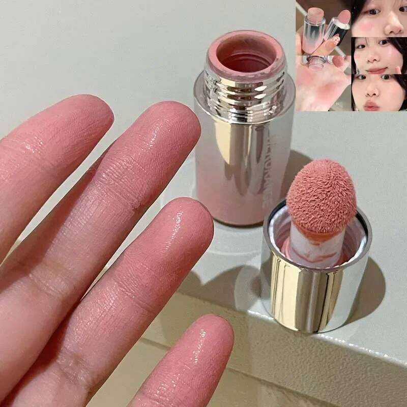 Matte Liquid Blush Stick Sponge Head Blusher Makeup Natural Lip Contour Long Lasting Moisturizing Brighten Milk Pink Cheek Rouge X250