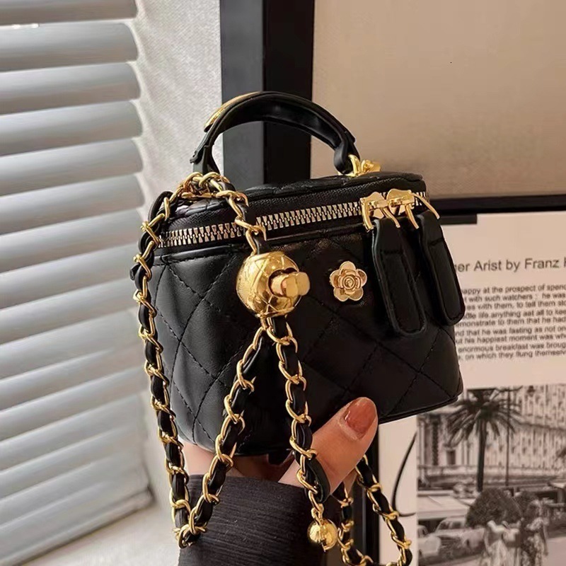 Quilted Chain Camellia Small Bag Women Mini Box Crossbody Bag 2023 Shoulder Bag 250721