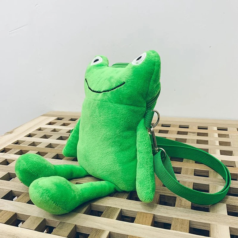 Creative Cartoon Shoulder Bag Cute Green Frog Crossbody Bag Women Messenger Bag Ins Girl Plush Bag Handbag 250717